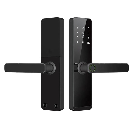 [112774] Global Cerradura Inteligente Electrónica Con Apertura Huella Clave Tarjeta  Y Llave Con Cerrojo 5050 Puertas 5Cm - App Tuya/Wifi/Clave/300 Usuarios Smartlock-B1 