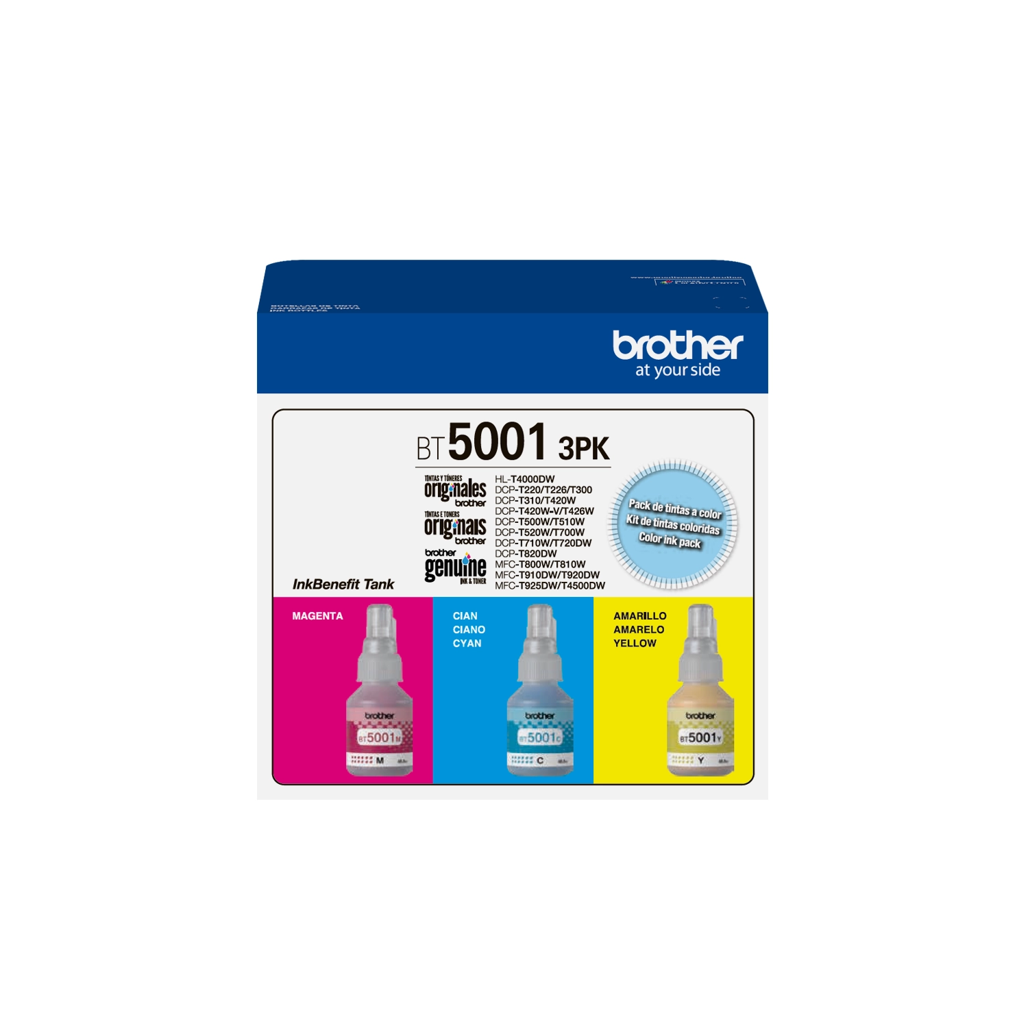 [BROBT50013PK] Pack 3 botellas BT5001 CMY 5000pag 220/420/720/820