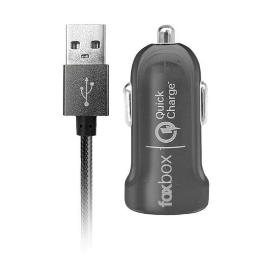 [113044] Cargador Para Auto Foxbox Way Qc-Con Cable Usblightning Negro 