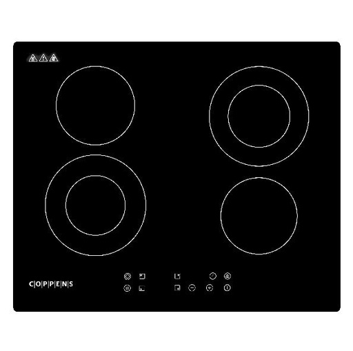 [113340] Anafe Electrico Coppens Ec460-6802 Vitroceramico 59Cm 4 Hornallas 9 Niveles Negro (Aevcop6802)