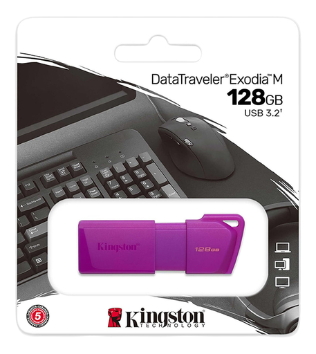 [113488] Pendrive Usb Kingston Datatraveler Exodia M 128Gb Usb 32 Neon Purple (Kc-U2L128-7Lp)