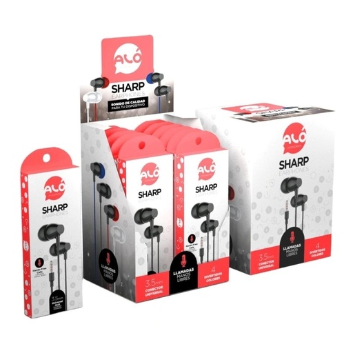 [113558] Auricular Alo Sharp Manos Libres 3.5Mm Blanco O Negro