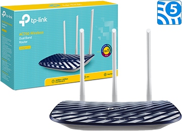 [113613] Router Wifi Tp-Link Archer C20 Ac750 Dual Band 2.4Ghz 300Mbps + 5Ghz 433Mbps Funcion Repetidor Punto De Accesso 3 En 1