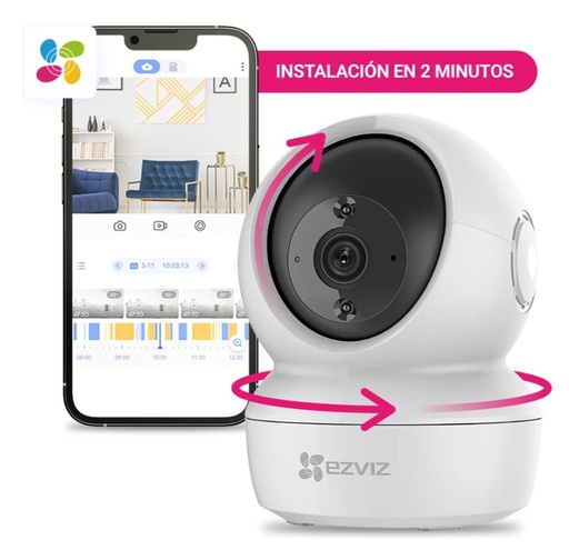 [113667] Ezviz Camara Ip Cs-C6N-R105 Resolucion 2K 3Mpx 1080P Micro Sd Rj45 H264 Movimiento 360º Interior Baby Call