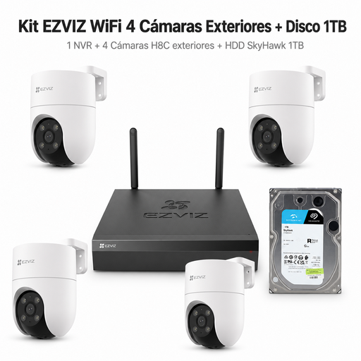 [113738] Kit Ezviz Nvr Con 4 Camaras H8C + Disco 1Tb