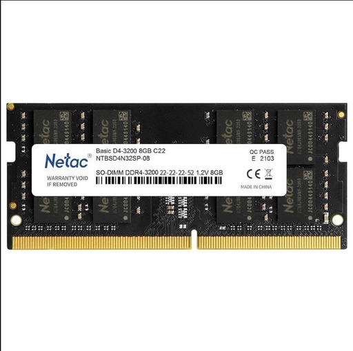 [951405] Memoria Netac Basic Sodimm 8Gb Ddr4 3200Mhz Cl22 (Ntbsd4N32Sp-08)
