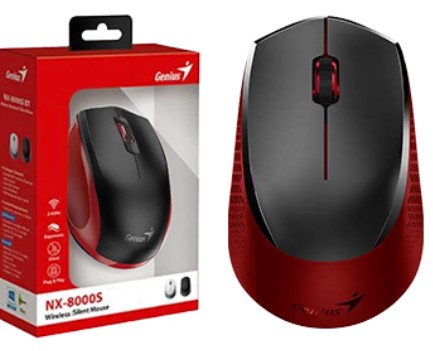 [951552] Mouse Genius Nx-8000S 1200Dpi Incluye Pila Aa Negro Con Rojo Inalambrico Silent