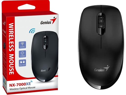 MOUSE GENIUS NX-7000XE SENSOR BLUE EYE USA PILA 1XAA INCLUIDA NEGRO INALAMBRICO