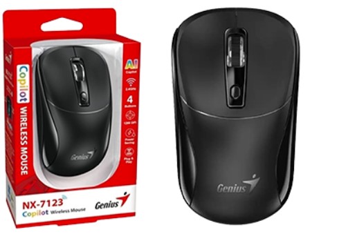 [951551] Mouse Genius Nx-7123 Usb 4 Botones 1200Dpi Usa 1Xaa Incluida Inalambrico Negro
