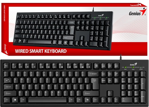[951576] Teclado Genius Kb-100 Smart Cable Usb 1.3Mts Multimedia Tecla Copilot Negro