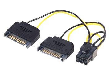 [2780] CABLE DE FUENTE ADAPTADOR 2 SATA A 6 PINES PCI-E PLACAS DE VIDEO (SI NO TIENE LA FUENTE ADECUADA NO SE RECOMIENDA) TP12723