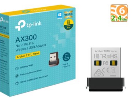 [951680] Placa De Red Wifi Usb Tp-Link Archer Tx1U Nano Ax300 Wifi 6 2.4Ghz 287Mbps