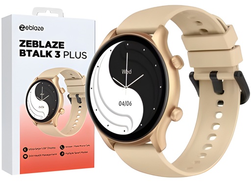 [951687] SMARTWATCH ZEBLAZE BTALK 3 PLUS ACELEROMETRO GIROCOPIO FRECUENCIA CARDIACA SATURACION DE OXIGENO EN SANGRE OXIMETRO DE PULSO IP68 260MAH BLUETOOTH 5.2 PANTALLA 1.3 PULGADAS DORADO