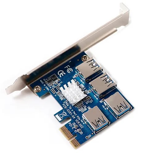[4009] Adaptador Apcie-Usb - Adaptador Pci-E X1 A 4X Usb - Multiplicador Riser Mineria / Cripto Hub Usb