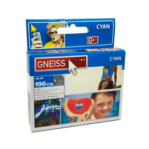 [344] Cartucho Gneiss Epson T195/T196 Cian