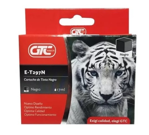 [7612] Gtc Gt-T297N Cartucho Alternativo Para Epson Xp231/241 T297 T296 Negro Black 17Ml