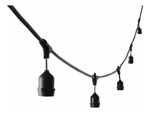 [1872] Guirnalda Sixelectric - Guirnalda Exterior Largo 5Mts Con 7 Portalamparas E27 Color Negro