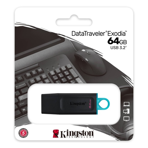 [2385] Kingston Pendrive Exodia Dtx Usb 3.2 64Gb Negro / Blanco