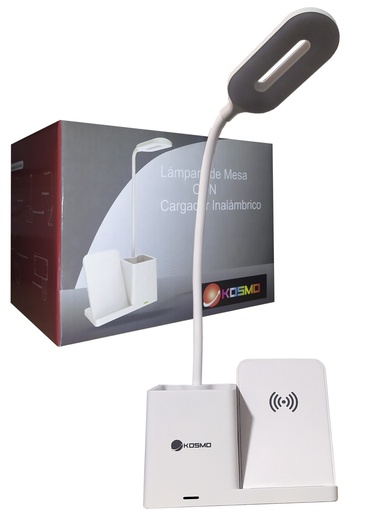[3916] Kosmo Lamp07 - Velador Lampara Con Cargador Inalambrico Qi Y Lapicero