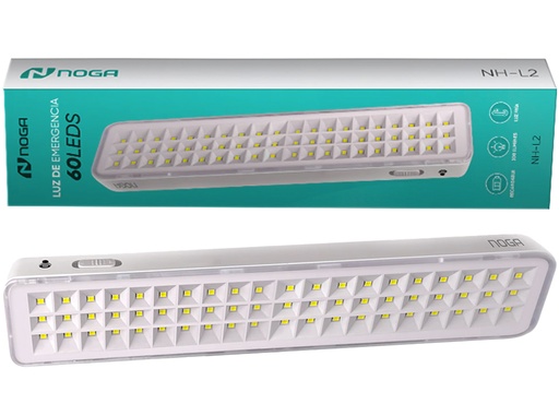 [951805] Luz De Emergencia Noganet Nh-L2 60 Leds 6W 300 Lumenes Autonomia 3 A 6 Hs Luz Blanca Fria 