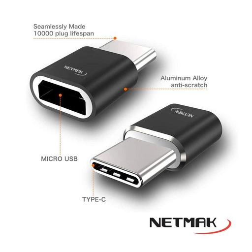 [6095] Netmak Nm-C103 Adaptador Tipo C Macho A Micro Usb Hembra