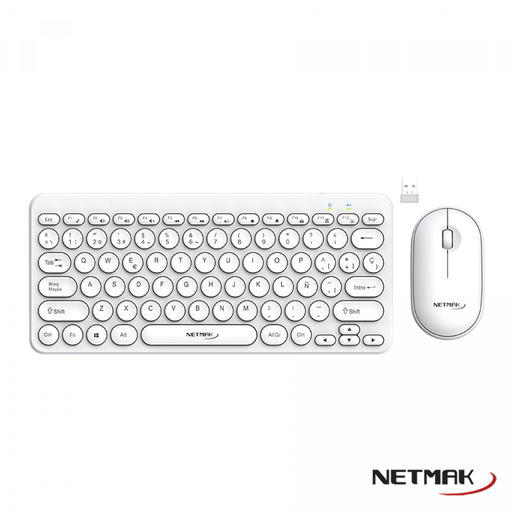 [9032] Netmak Nm-Kb850-W Kit Mouse + Teclado Inalambrico Blanco