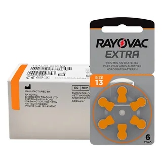 [9632] Pila Za-13 Rayovac 1.45V Audiopatia Audifono Audiologia Aire-Zinc Blister X 6 U
