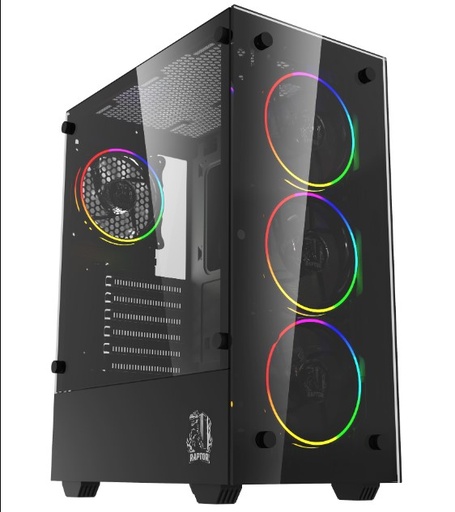 [9706] RAPTOR GABINETE SENTINEL TG MID TOWER RGB FAN X 4 Y CONTROL