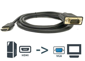 [4665] CABLE HDMI M A VGA M 1.8M CON CHIP - ENTRADA HDMI SALIDA VGA - NO ES BIDIRECCIONAL TP-205