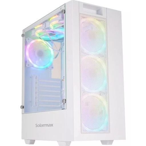 [9684] SOLARMAX CM-5920 GABINETE GAMER WHITE + 6 COOLERS RGB