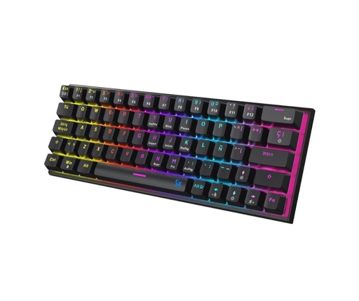 [9560] SOLARMAX TECLADO MECANICO GAMER 60% ESPAÑOL USB NEGRO GMKB76CB SWITCH RED