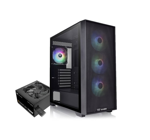 [9556] Thermaltake Gabinete Tt H390 Mid-Tower Tg Fan Argb X4 Black C/Fuente 750W 80 Plus Bronze