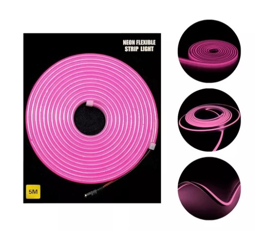 [8488] TIRA DE NEON LED FLEXIBLE 6*12 mm 12V 5MTS EXTERIOR COLOR ROSA PINK