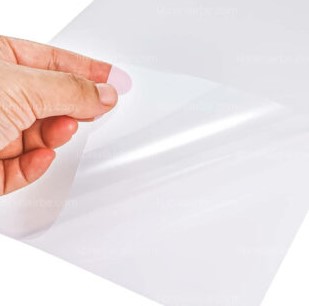 [647] Global Papel Autoadhesivo Transparente PET RC Microporoso Resistente al Agua en resma de 10 hojas A3 (420 x 297 mm.) de 120 Grs.