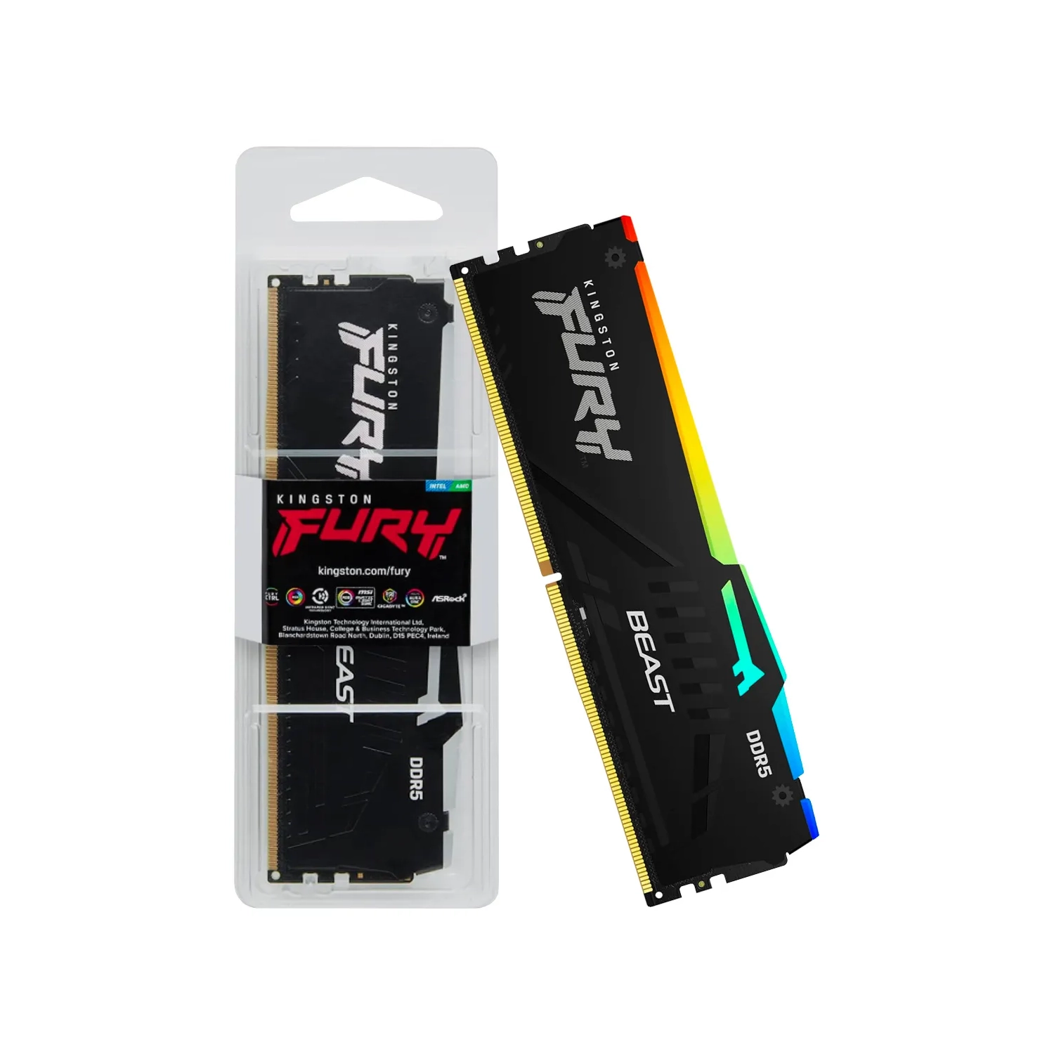 [952197] Memoria Ram Udimm Kingston Fury Beast 16Gb Ddr5 6000Mhz Cl36 1.35V Single Negro Rgb