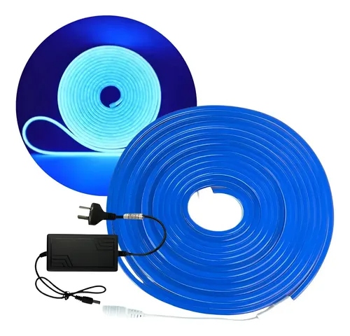 [952204] Tira De Neon Led Flexible 6*12 Mm 12V 5Mts Exterior Color Azul - Incluye Fuente 