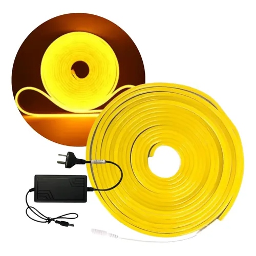 [952205] Tira De Neon Led Flexible 6*12 Mm 12V 5Mts Exterior Color Amarillo - Incluye Fuente 