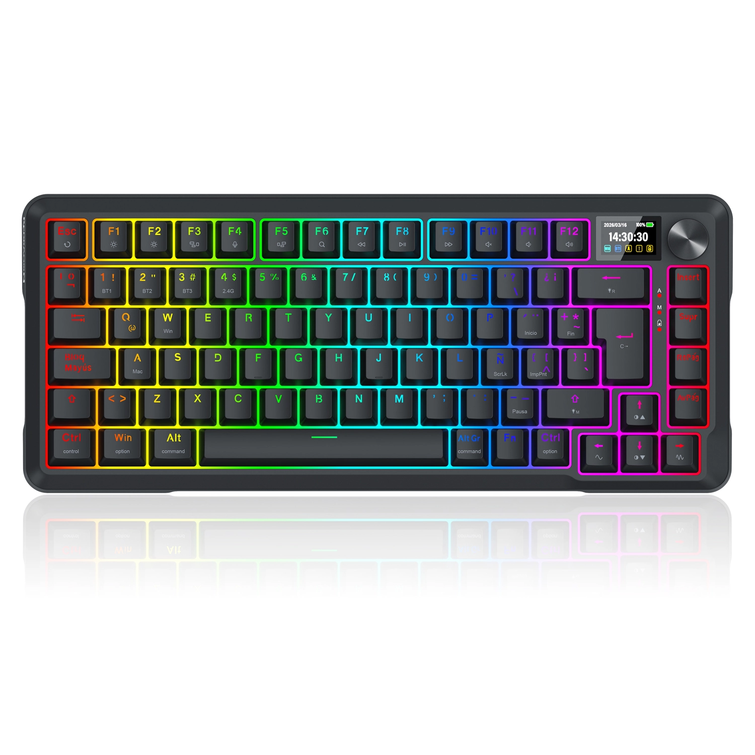 [952265] Teclado Inalámbrico Redragon Ucal Lcd Pro K724 Rgb