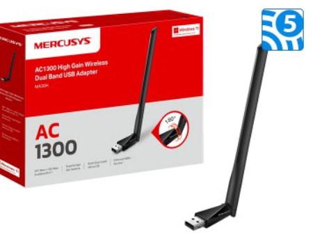 [952285] Placa De Red Wifi Usb Mercusys Ma30H Ac1300 400Mpbs 2.4Ghz 867Mbps 5Ghz Dual Band 5Dbi Alta Potencia