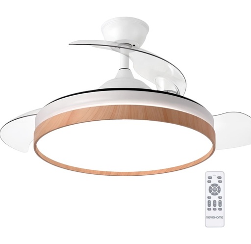 Novohome NH-VTR600 ventilador de techo con aspas retractil blanco y madera
