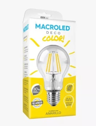 [7486] MACROLED LAMPARA FILAMENTO 4W GOTA COLOR AMARILLO E27