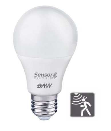 [7660] BAW A60L13CWD LAMPARA LED CON SENSOR DE MOVIMIENTO Y FOTOCELULA - 13W E27 BLANCO FRIO 6500K