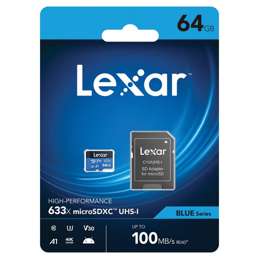 [8332] LEXAR MEMORIA MICRO SD XC 64GB CLASE 10 A1 100MB/S