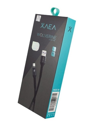 [9875] Xaea Cable Usb Mod95 Wolverine - Xaea - Usb A Tipo C - 4.4 Amp - Negro