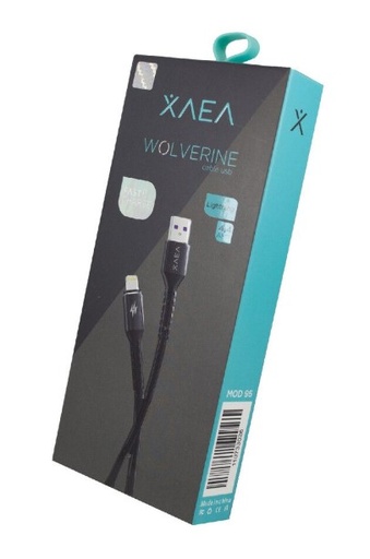 [9876] XAEA CABLE USB MOD96 WOLVERINE - XAEA - LIGHTNING - 4.4 AMP - NEGRO