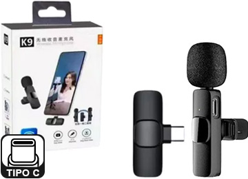 [8873] MICROFONO K9 LAVALIER SOLO TELEFONOS USB TIPO C BLUETOOTH ENTREVISTAS PERIODIOSMO AIRE LIBRE ANDROID TP-18793