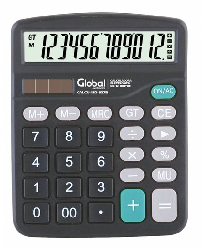 [10097] CALCULADORA DE 12 DIGITOS PLASTICA 837 B NEGRA CALCU-12D-837B