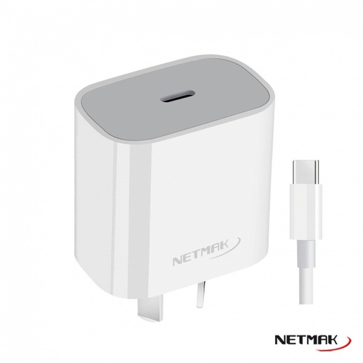 [10122] NETMAK NM-CP8 CARGADOR USB-C PD 20W CON CABLE TIPO C