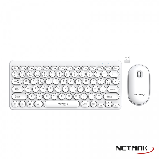 [9032] NETMAK NM-KB850-W KIT MOUSE + TECLADO INALAMBRICO BLANCO