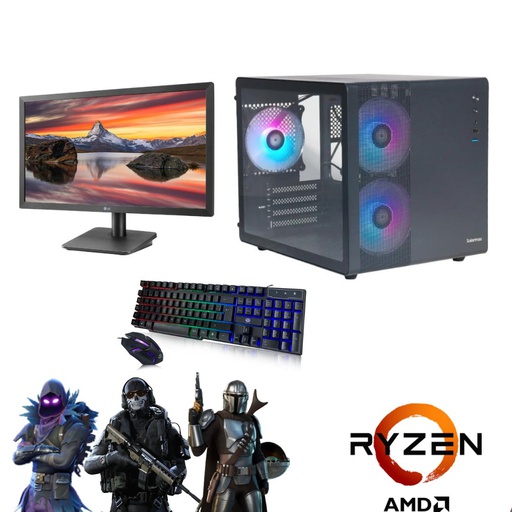 [9078] PC ARMADA COMPLETA GAMER AMD RYZEN 5 4600G RAM 16GB SSD 480GB + MONITOR LG 19&quot; + SISTEMA